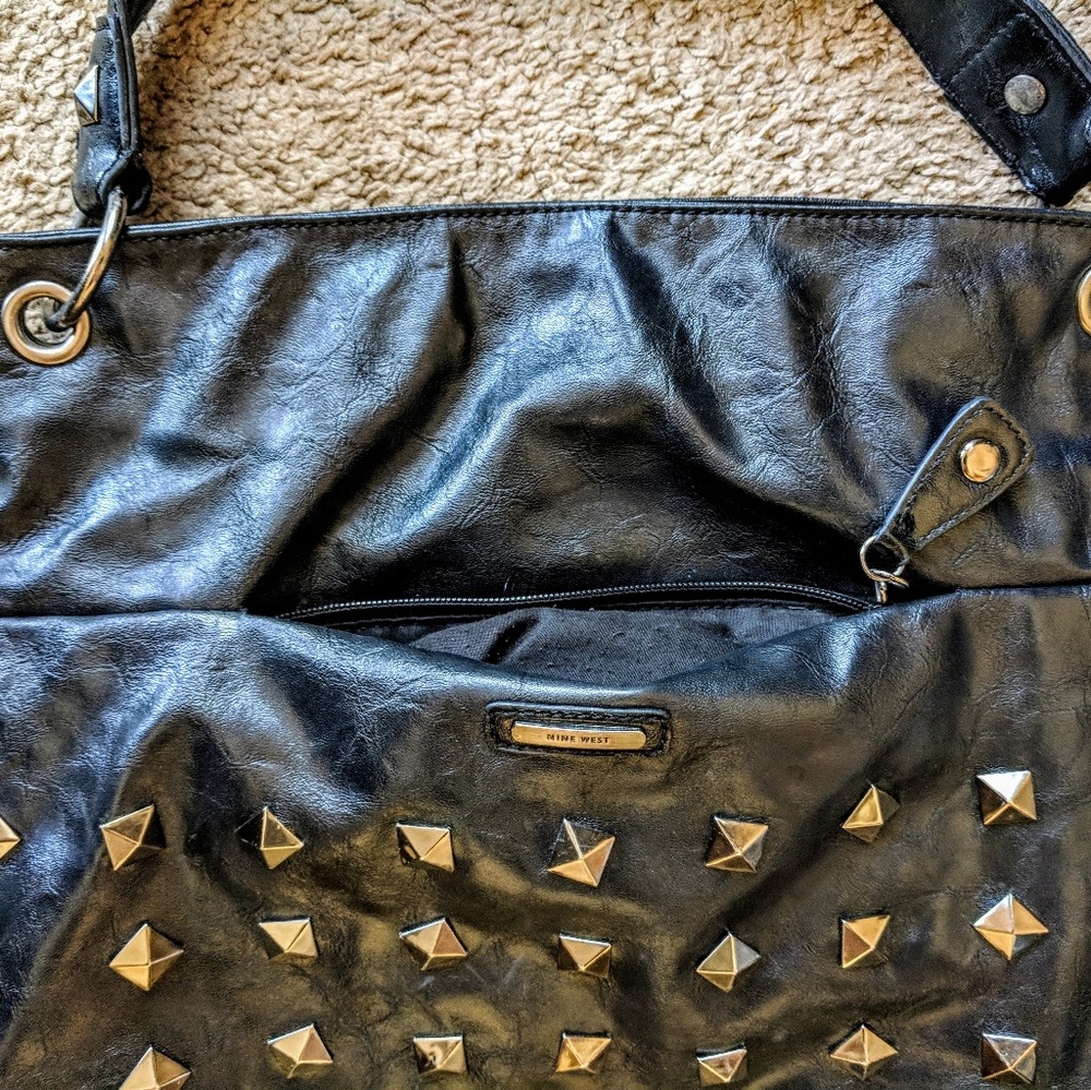 Nibe West Black Studded Shoulder Bag